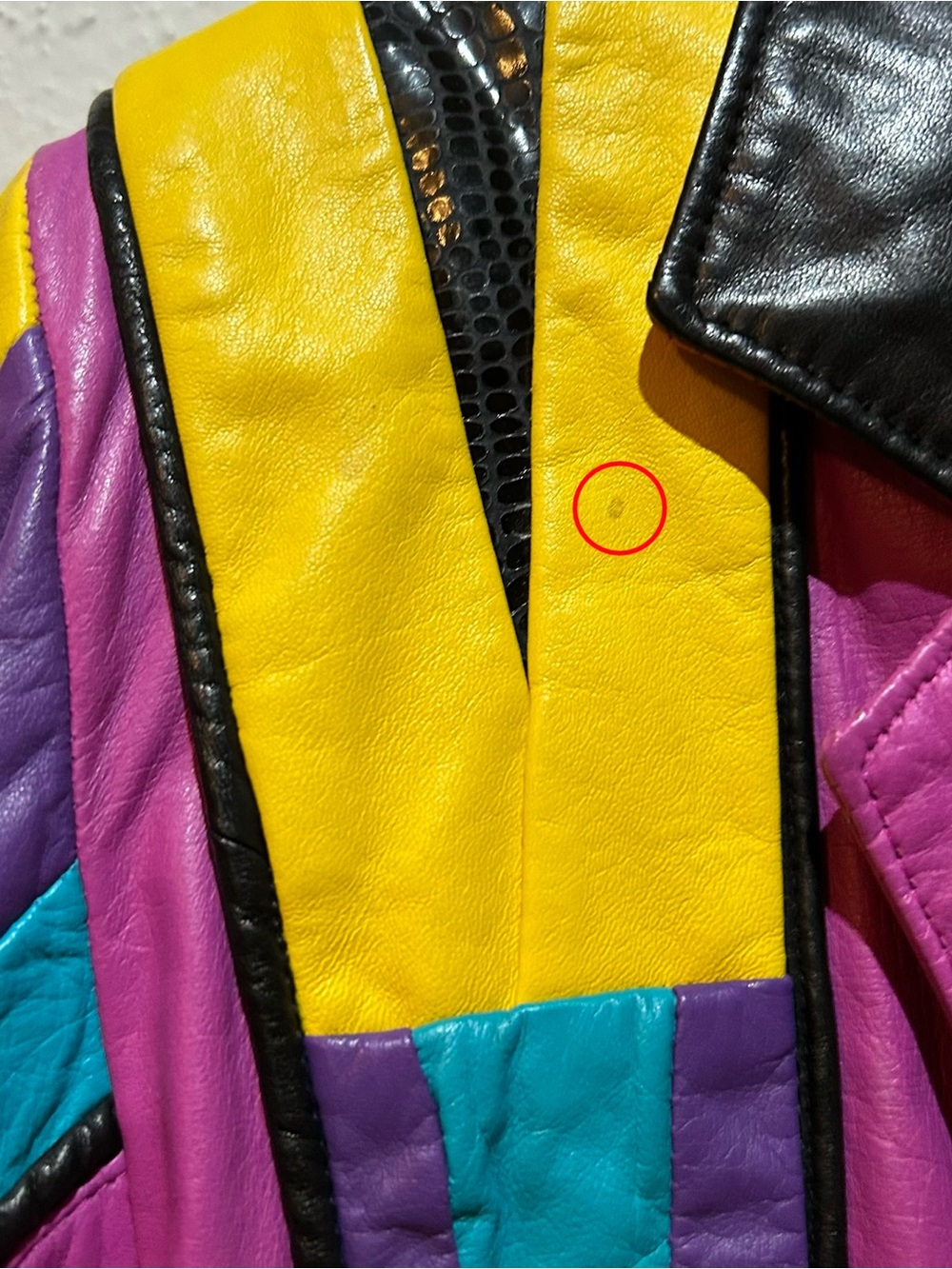 Vintage Ricky Nell Colorblock Leather Jacket 80s Statement Piece Sz M - Picture 8 of 14
